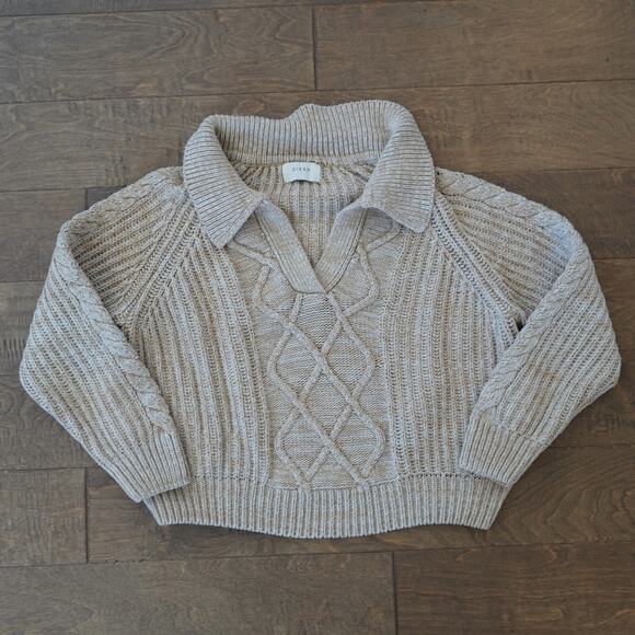 Dissh Sweater Womens Size Large Beige Knit Cropped Long Sleeve V-Neck Pullover - Picture 6 of 11
